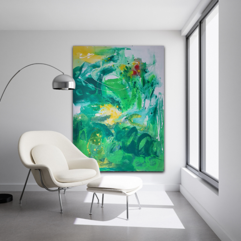 "Modernes Wandbild im Showroom Augsburg - Abstrakte Malerei von Janet Bieder"