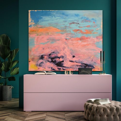 "Modernes Wandbild im Showroom Augsburg - Abstrakte Malerei von Janet Bieder"